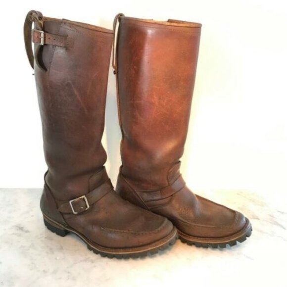 Outdoor Tall Brown Leather Snake Boots - Picture 1 of 12